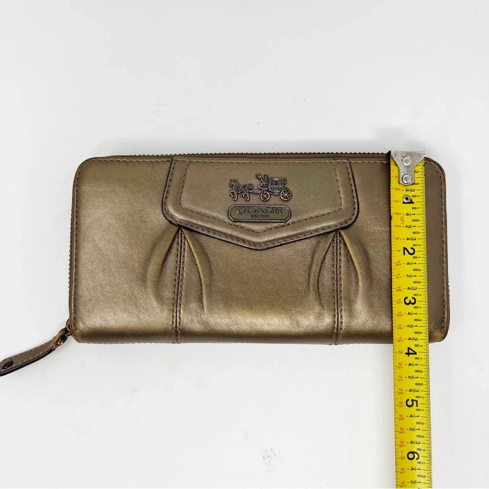 Coach Madison Accordion Zip Clutch Wallet Metallic Leather Card Organizer Large - Picture 14 of 14